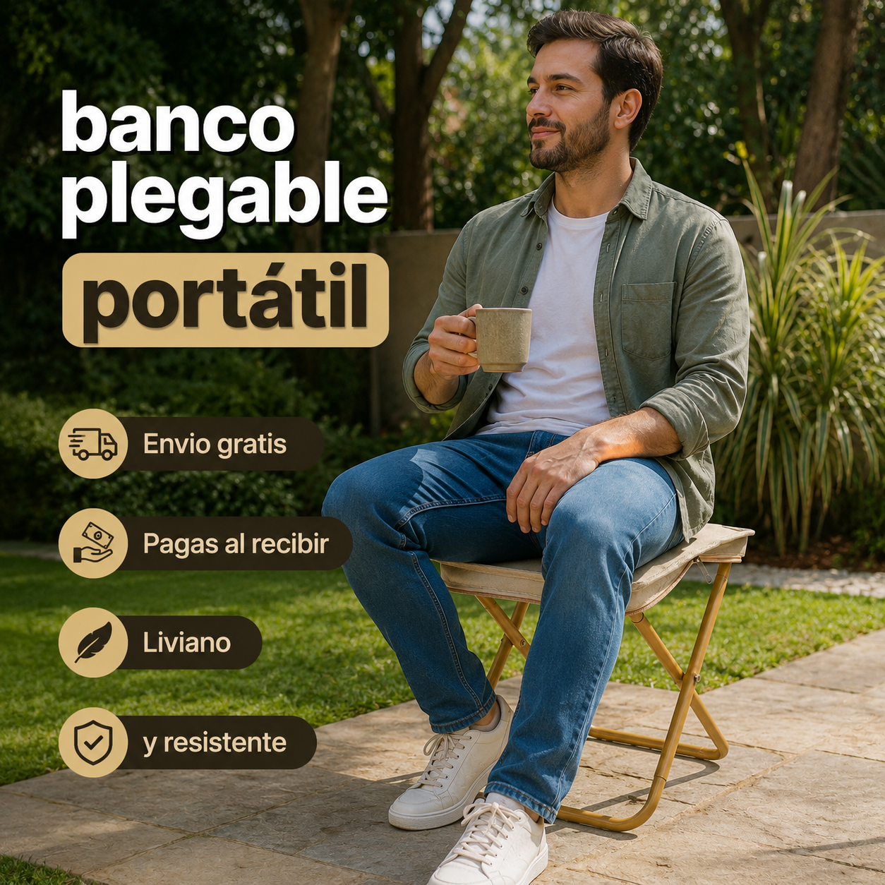🪑✨ Banco Plegable ¡Descansa Donde Quieras con Total Comodidad! ✨🪑