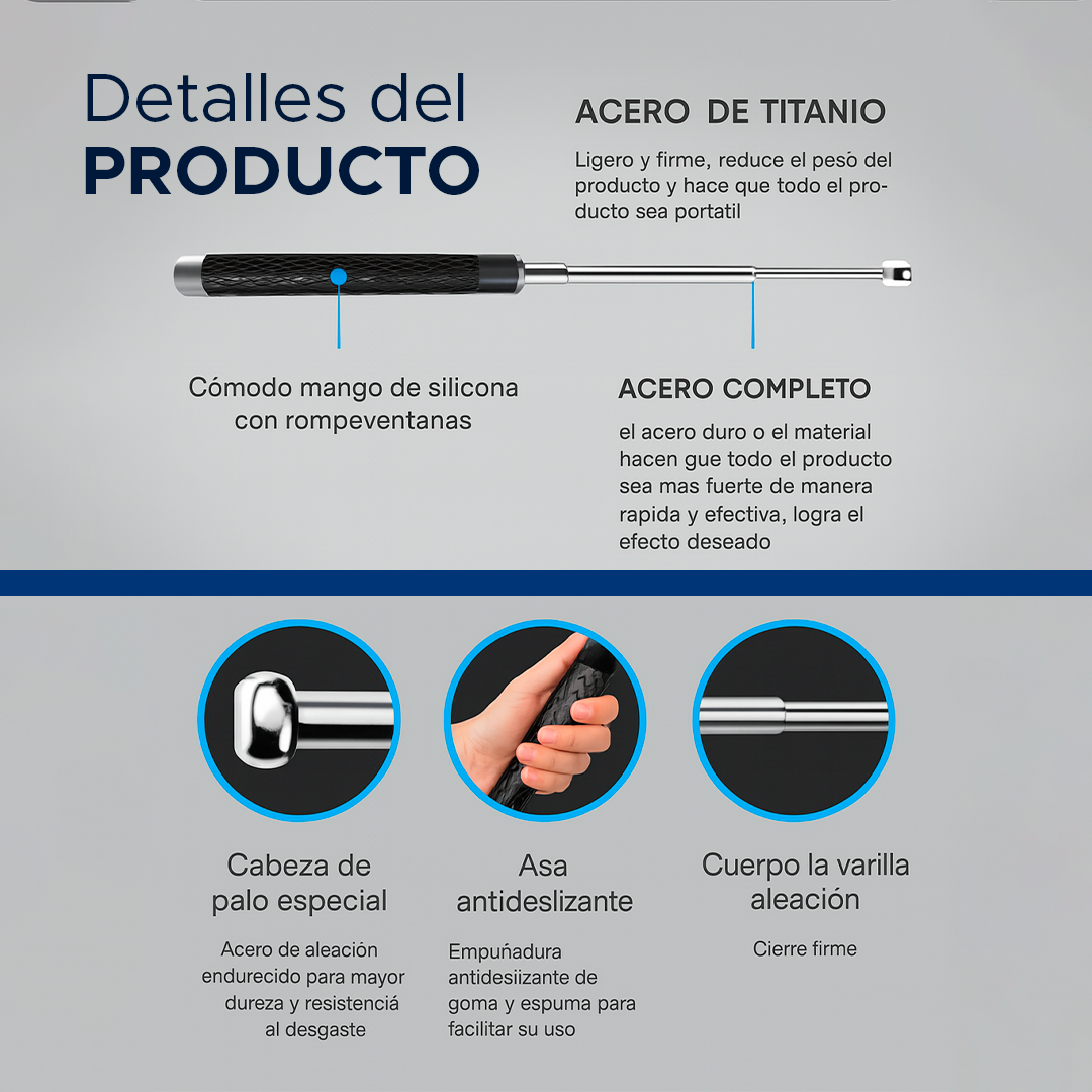 🚨 BASTÓN EN ACERO INOXIDABLE  – CUIDA DE TI EN TODO MOMENTO🛡️