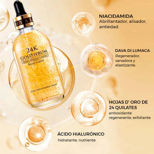 🚨OFERTA PAGA 1 Y LLEVA 2 SERUMS  REAFIRMANTES GOLD 24K CON ÁCIDO HIALURÓNICO Y PÉPTIDOS ANTIEDAD 🌸REJUVENECE EN TIEMPO RECORD