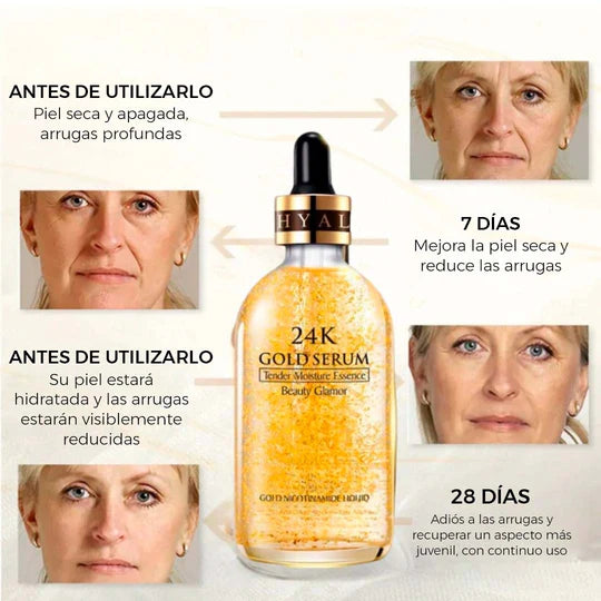 🚨OFERTA PAGA 1 Y LLEVA 2 SERUMS  REAFIRMANTES GOLD 24K CON ÁCIDO HIALURÓNICO Y PÉPTIDOS ANTIEDAD 🌸REJUVENECE EN TIEMPO RECORD