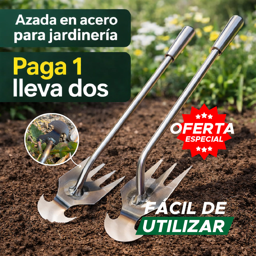 🛠️PAGA 1 Y LLEVA 2 AZADAS DE ACERO PARA JARDINERÍA🌿 DESHIERBE FÁCIL🔥💪