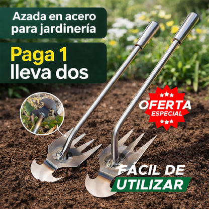 🛠️PAGA 1 Y LLEVA 2 AZADAS DE ACERO PARA JARDINERÍA🌿 DESHIERBE FÁCIL🔥💪