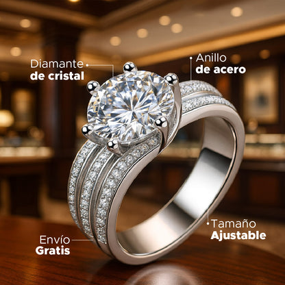 💍✨ ANILLO DE ACERO BRILLO ETERNO™ Ajustable con diamante de cristal  ✨💍
