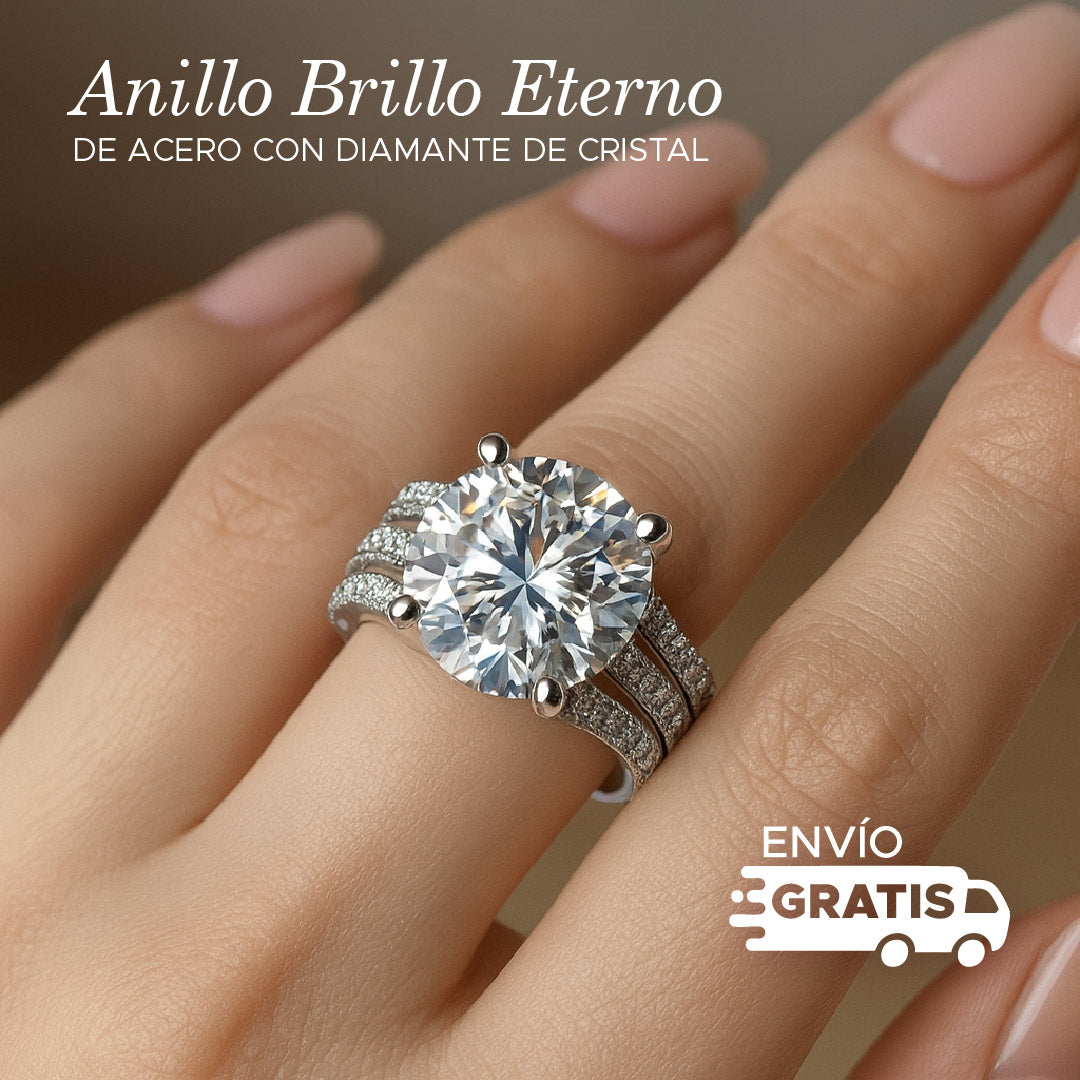 💍✨ ANILLO DE ACERO BRILLO ETERNO™ Ajustable con diamante de cristal  ✨💍