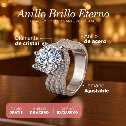 💍✨ ANILLO DE ACERO BRILLO ETERNO™ Ajustable con diamante de cristal  ✨💍