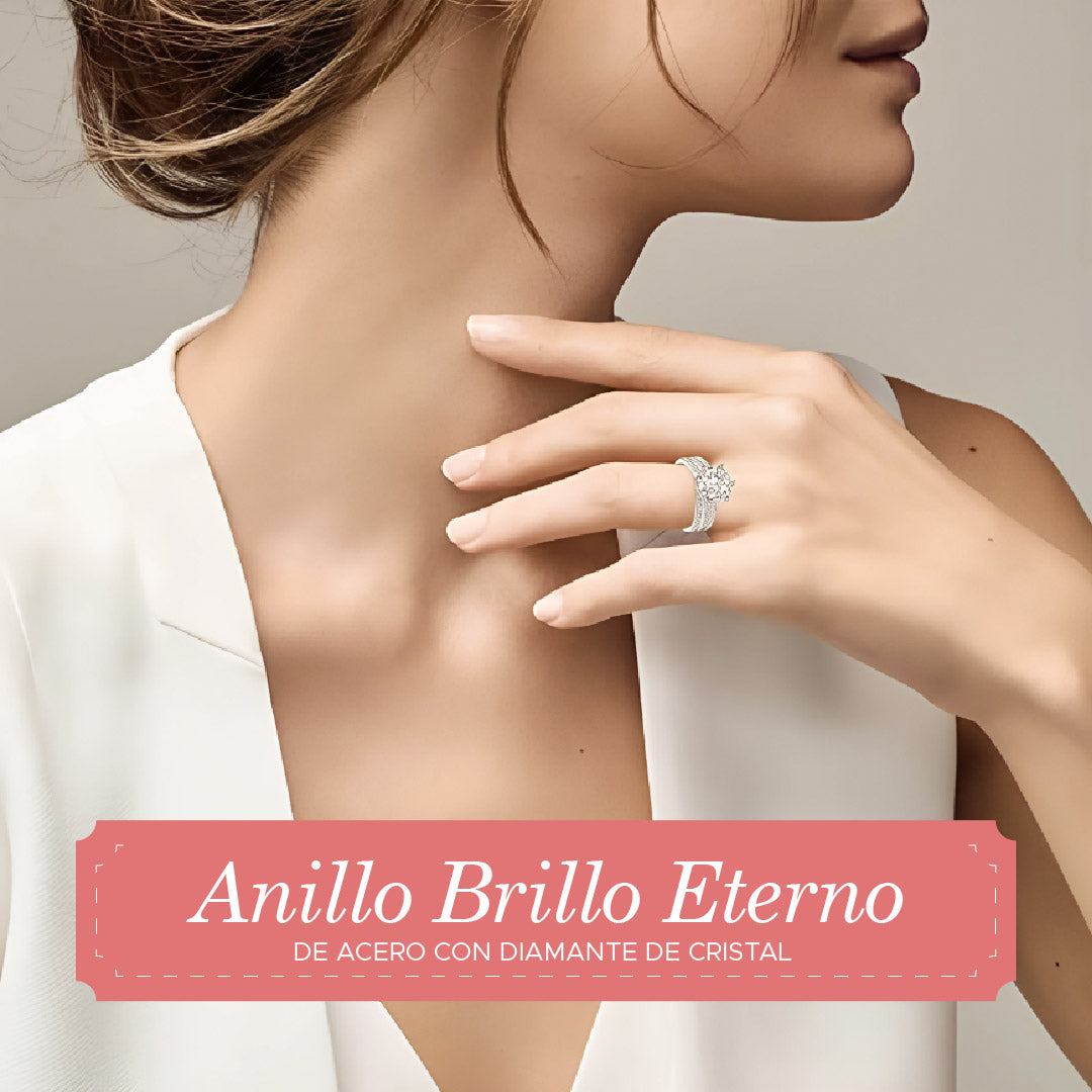 💍✨ ANILLO DE ACERO BRILLO ETERNO™ Ajustable con diamante de cristal  ✨💍