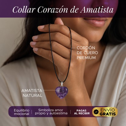 💜✨ COLLAR CORAZÓN DE AMATISTA NATURAL ✨💜