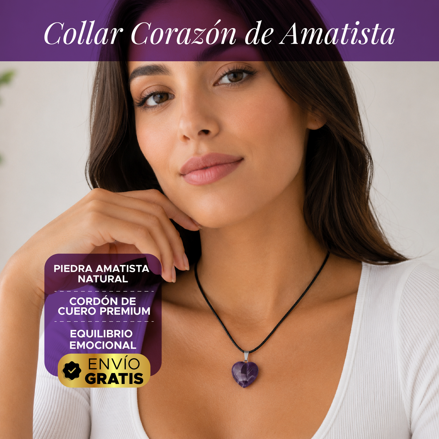 💜✨ COLLAR CORAZÓN DE AMATISTA NATURAL ✨💜