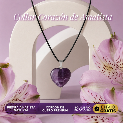 💜✨ COLLAR CORAZÓN DE AMATISTA NATURAL ✨💜