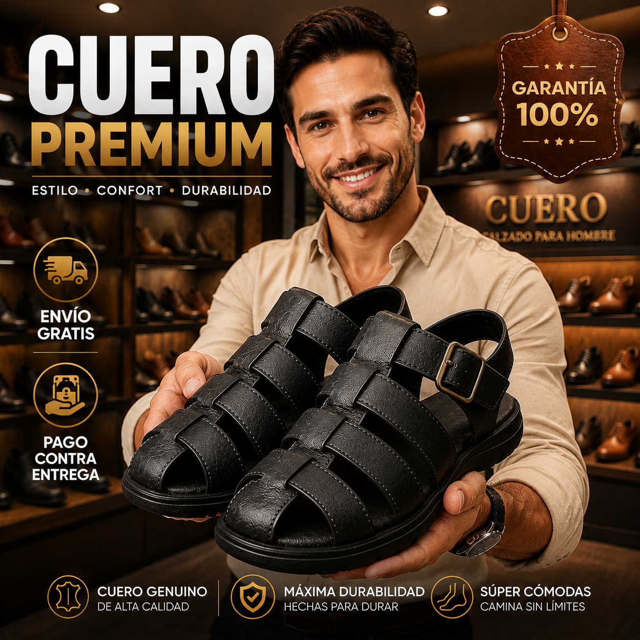 Sandalias en Cuero PrimeLeather™ Calidad Garantizada✅