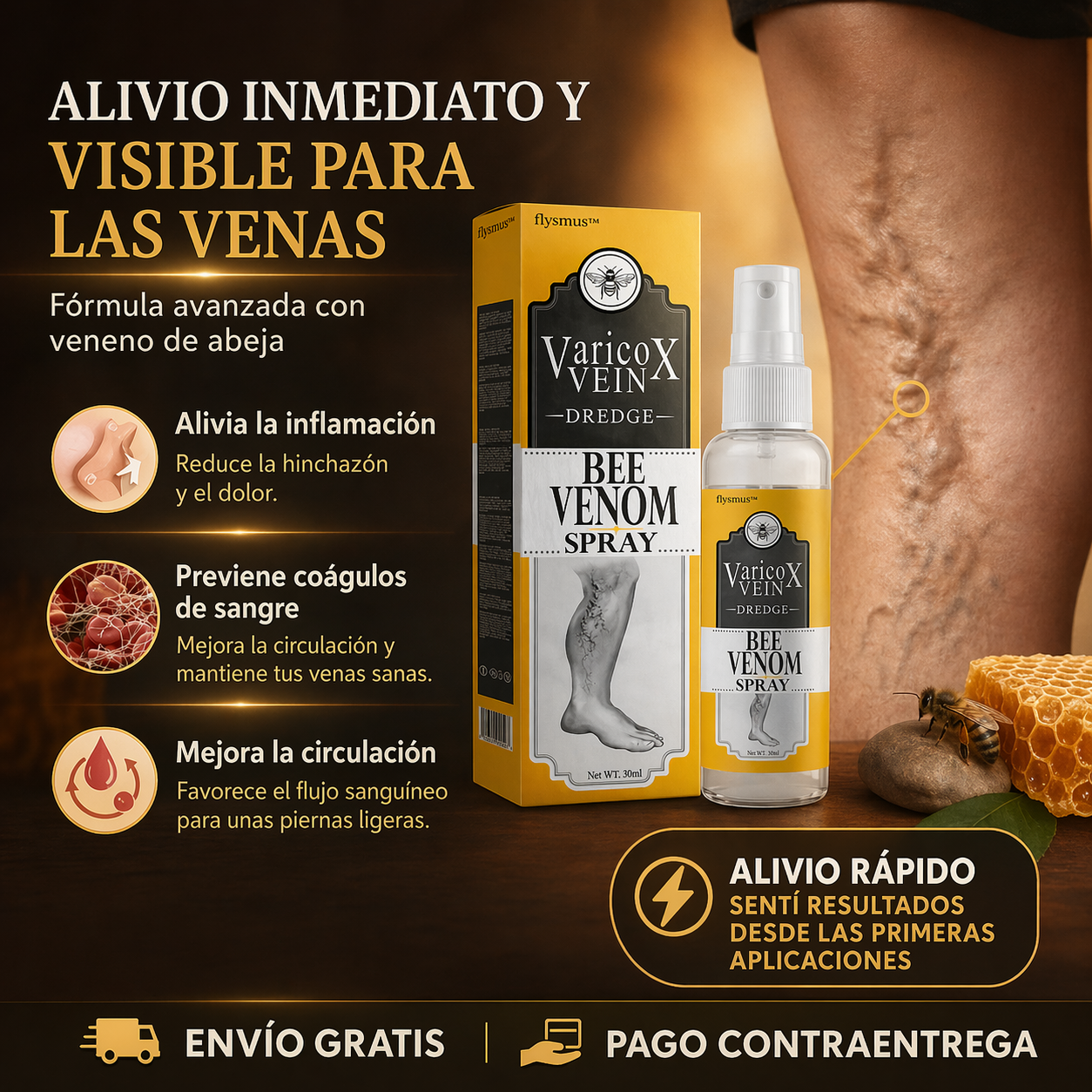 BEEVENOM 2X1 🐝 VARICOX VEINⓇ Veneno de abeja contra la VARICE + ULCERA + FLEBITIS