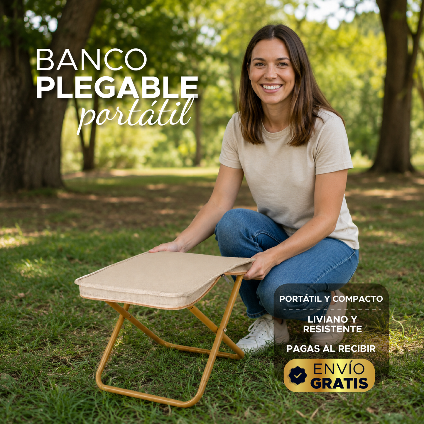 🪑✨ Banco Plegable ¡Descansa Donde Quieras con Total Comodidad! ✨🪑