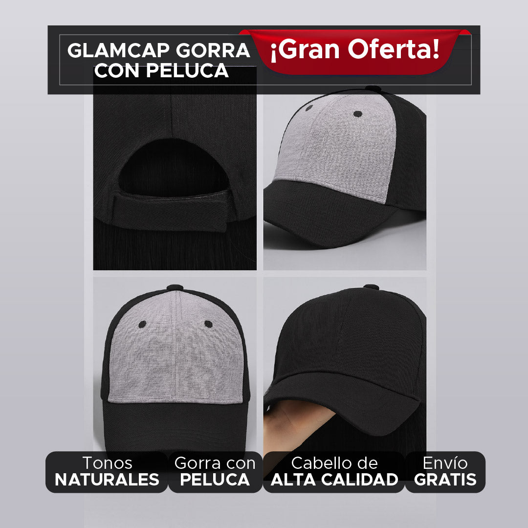 🧢GLAM CAP💁‍♀️GORRA CON PELUCA DE DISEÑO NATURAL✨