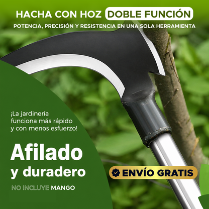 🌿⚒️ Hacha Hoz Doble Función – Potencia, Precisión y Resistencia en una sola herramienta ⚒️🌿