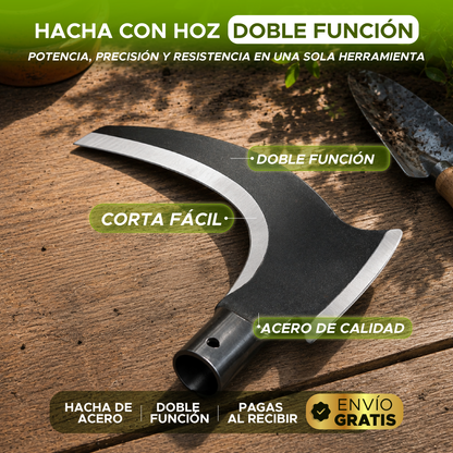 🌿⚒️ Hacha Hoz Doble Función – Potencia, Precisión y Resistencia en una sola herramienta ⚒️🌿