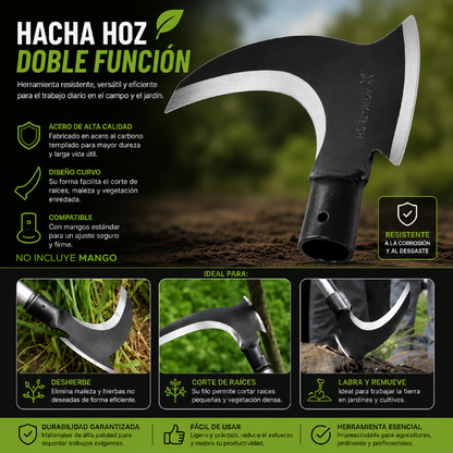 🌿⚒️ Hacha Hoz Doble Función – Potencia, Precisión y Resistencia en una sola herramienta ⚒️🌿