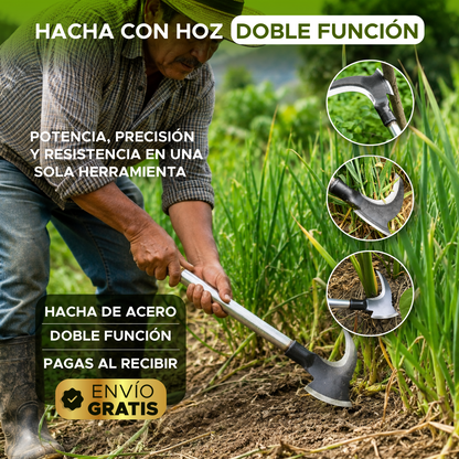 🌿⚒️ Hacha Hoz Doble Función – Potencia, Precisión y Resistencia en una sola herramienta ⚒️🌿