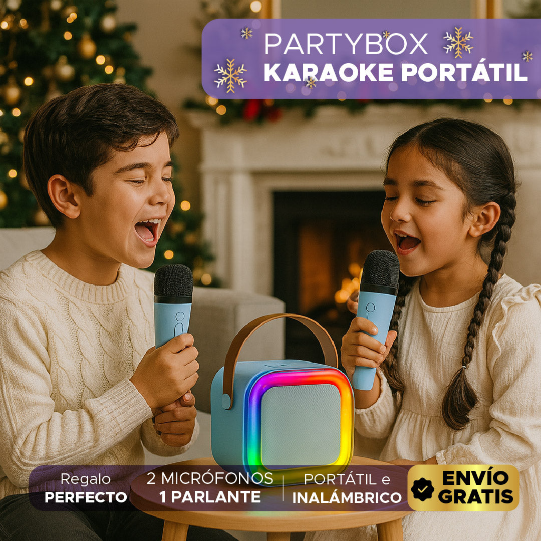 🎉🎶🎤 KARAOKE PARTYBOX, PARLANTE PORTÁTIL + 2 MICRÓFONOS 🎤✨
