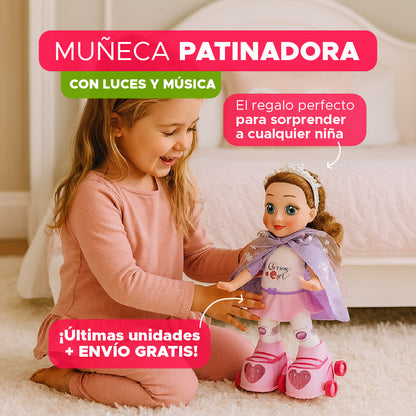 🎁💖 MUÑECA PATINADORA CON LUCES Y MÚSICA 🌟✨