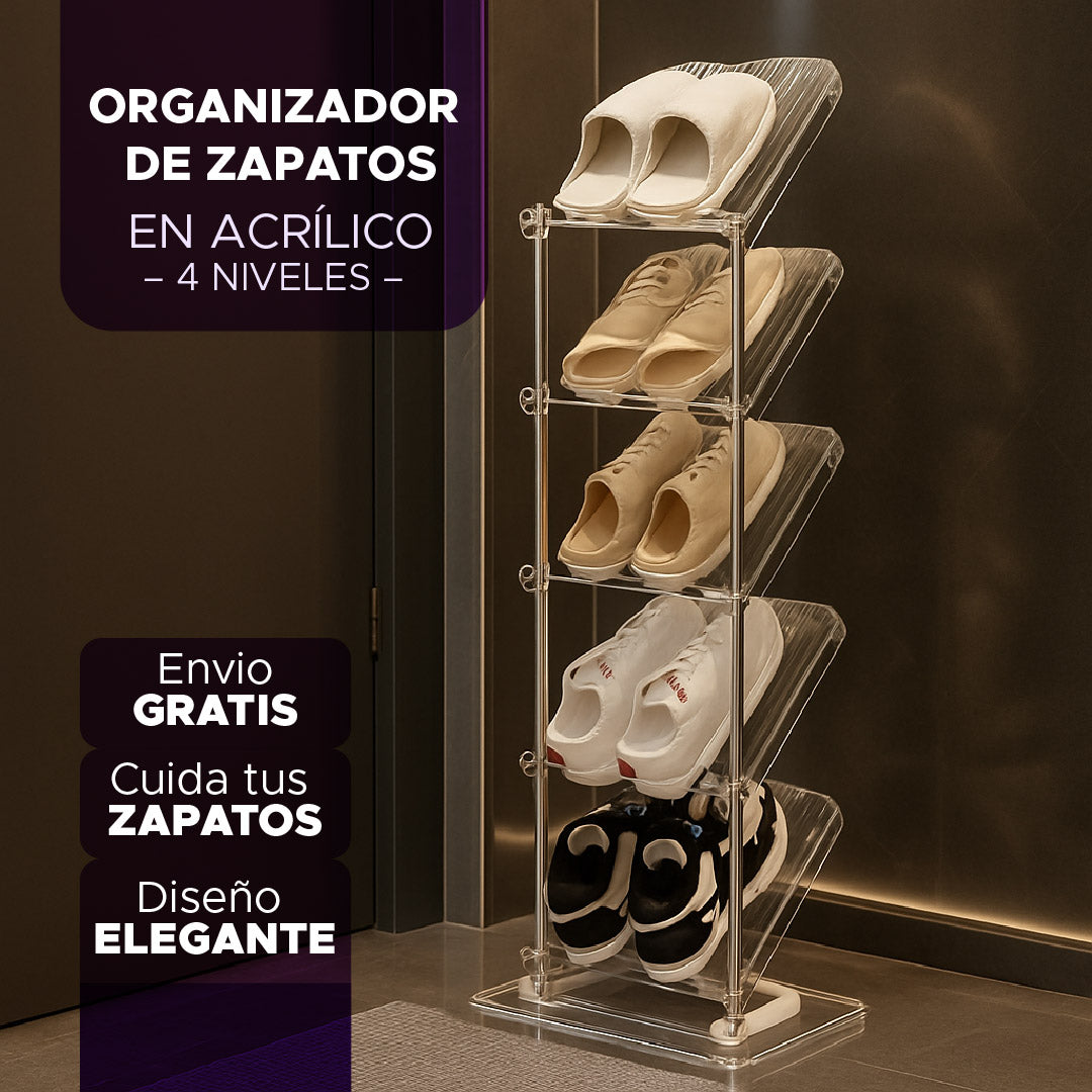 🥇 ORGANIZADOR DE ZAPATOS EN ACRÍLICO – 4 NIVELES 👟✨ Envío GRATIS 🚚💨