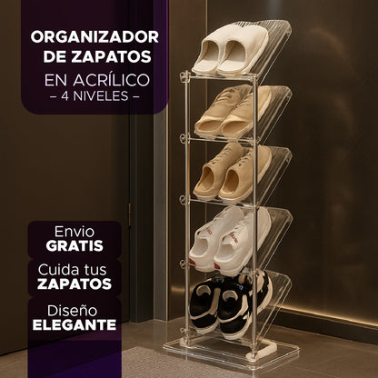 🥇 ORGANIZADOR DE ZAPATOS EN ACRÍLICO – 4 NIVELES 👟✨ Envío GRATIS 🚚💨