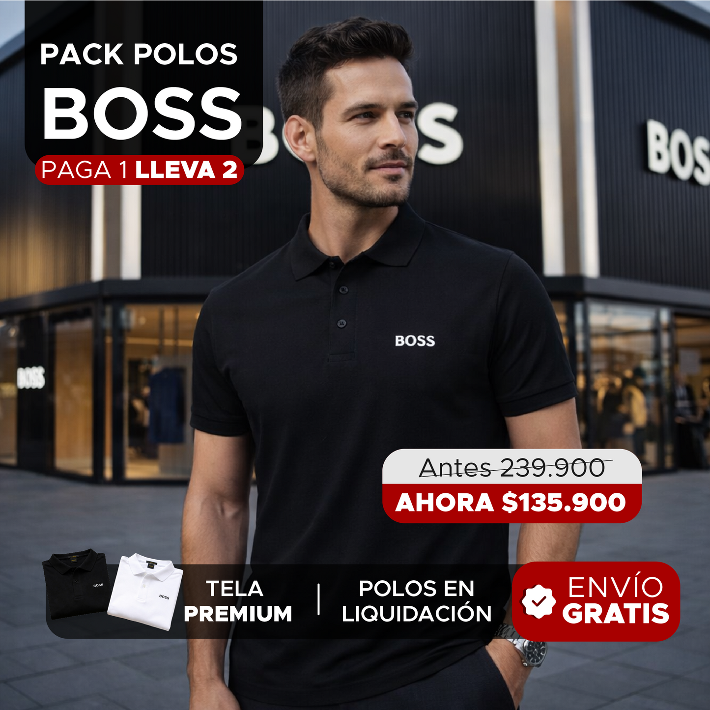 🚨🔥 POLOS BOSS — Pack Liquidación: ¡Paga 1 y Llévate 2! 🔥🚨