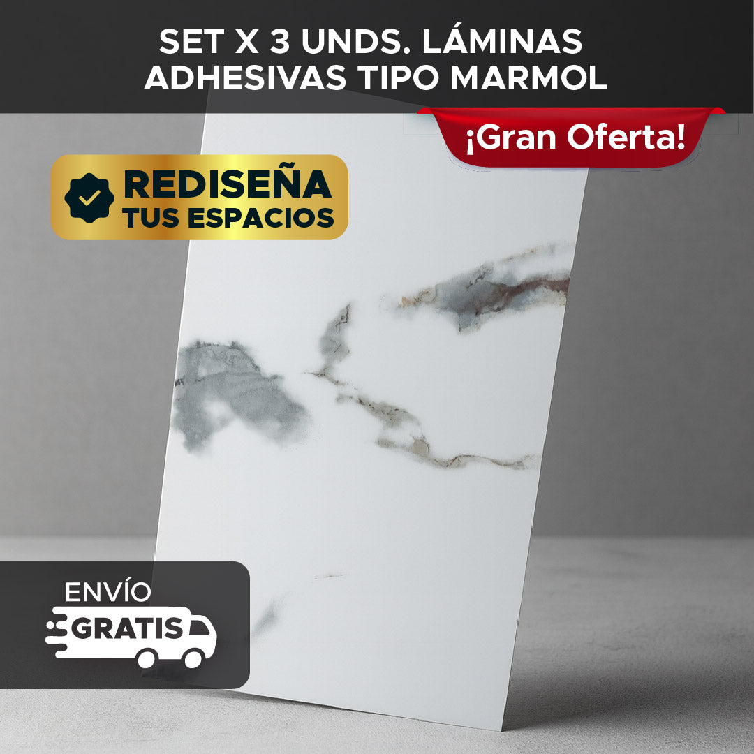 🏡✨ SET X 6 UNIDADES LÁMINAS ADHESIVAS TIPO MÁRMOL 💎