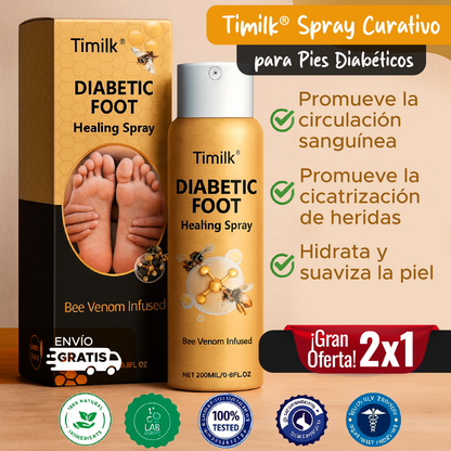 🦶✨ TIMILK® 2x1 SPRAY CURATIVO PARA PIES DIABÉTICOS A BASE DE VENENO DE ABEJAS 🐝