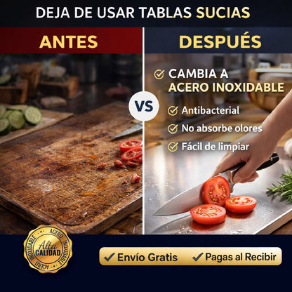 ⚡🔪 ULTRACUT INOX TABLA ANTIBACTERIAL DE ACERO INOXIDABLE 💎🛡️