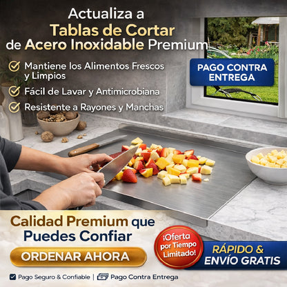⚡🔪 ULTRACUT INOX TABLA ANTIBACTERIAL DE ACERO INOXIDABLE 💎🛡️