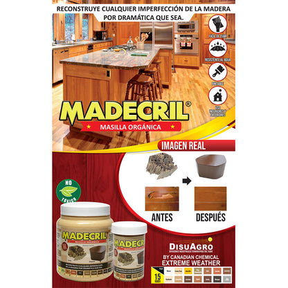 👷🏼‍♂️ MADECRIL MASILLA ULTRA RESISTENTE INMUNIZANTE PARA REPARACIÓN DE MADERA 🪑