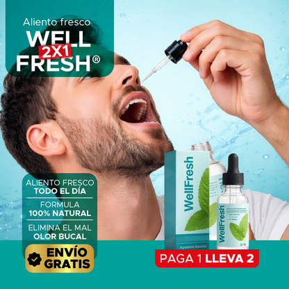 😁 Well Fresh® Spray Bucal🎁Elimina mal aliento🔥 2x1 + ENVÍO GRATIS por tiempo limitado 🚚✨