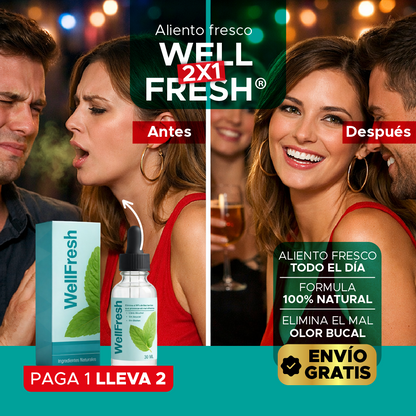 😁 Well Fresh® Spray Bucal🎁Elimina mal aliento🔥 2x1 + ENVÍO GRATIS por tiempo limitado 🚚✨