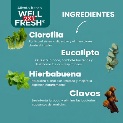 😁 Well Fresh® Spray Bucal🎁Elimina mal aliento🔥 2x1 + ENVÍO GRATIS por tiempo limitado 🚚✨