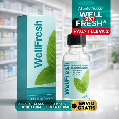 😁 Well Fresh® Spray Bucal🎁Elimina mal aliento🔥 2x1 + ENVÍO GRATIS por tiempo limitado 🚚✨